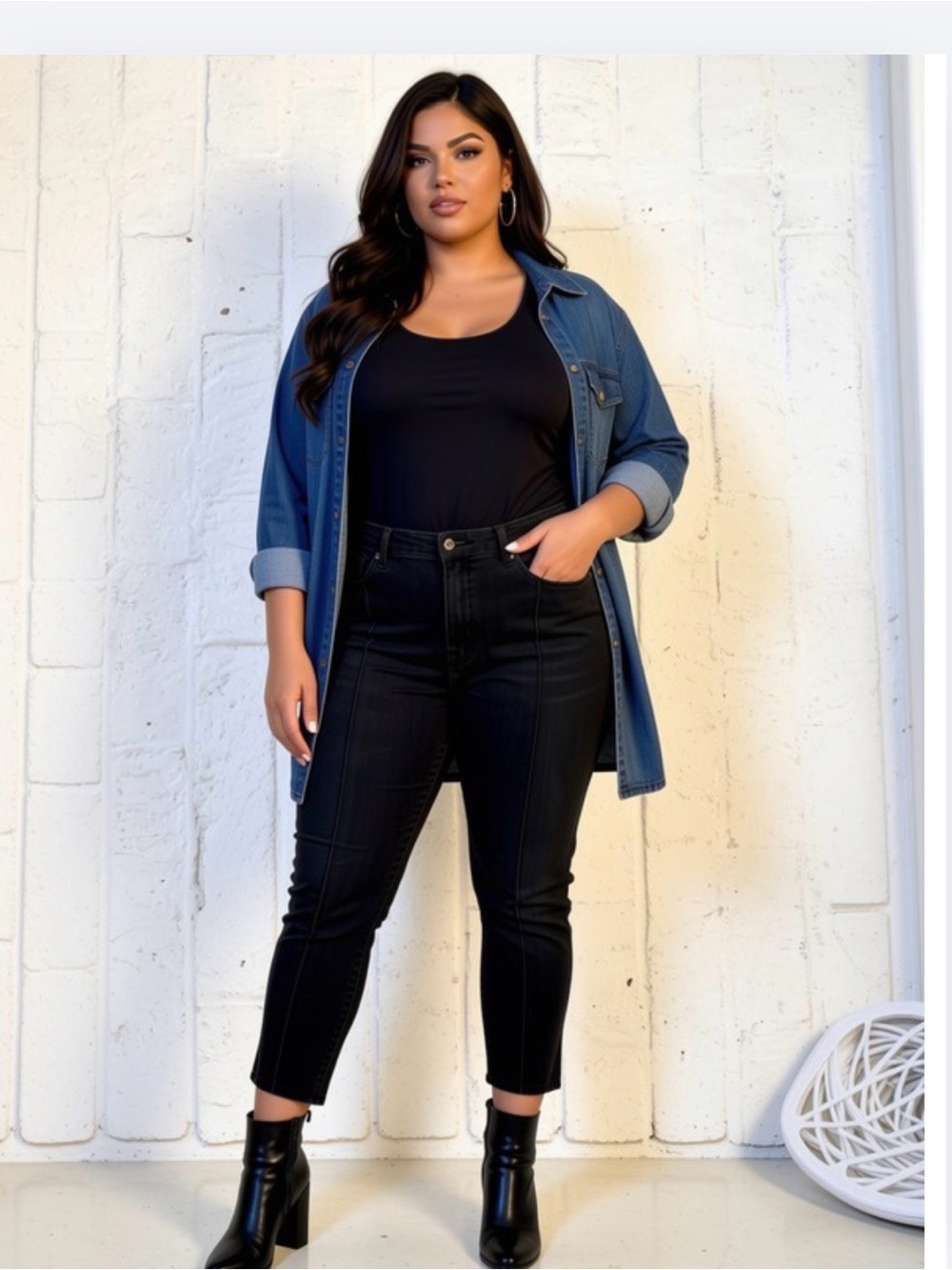 Good American Black Ankle Skinny Jeans with Seam Detail, High Waist